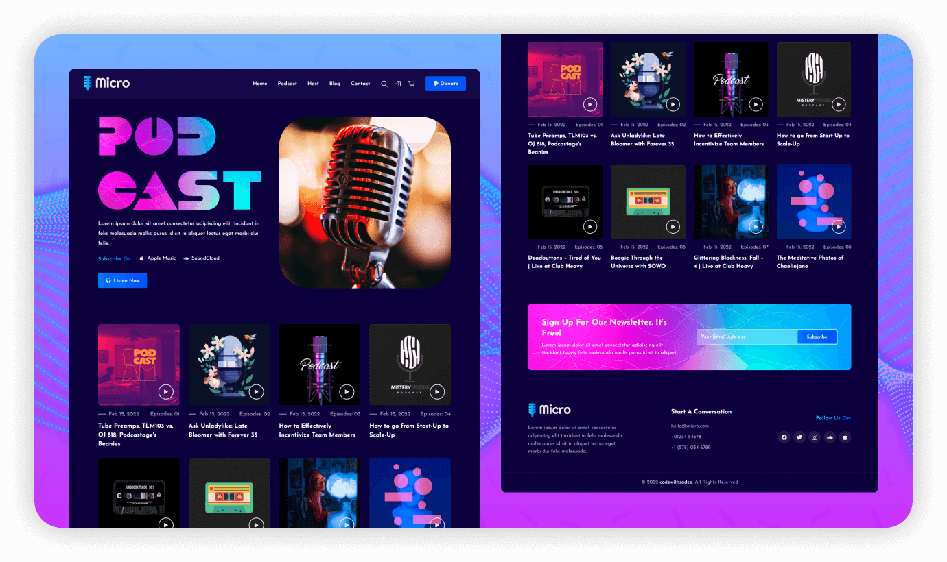 Micro - Podcast website